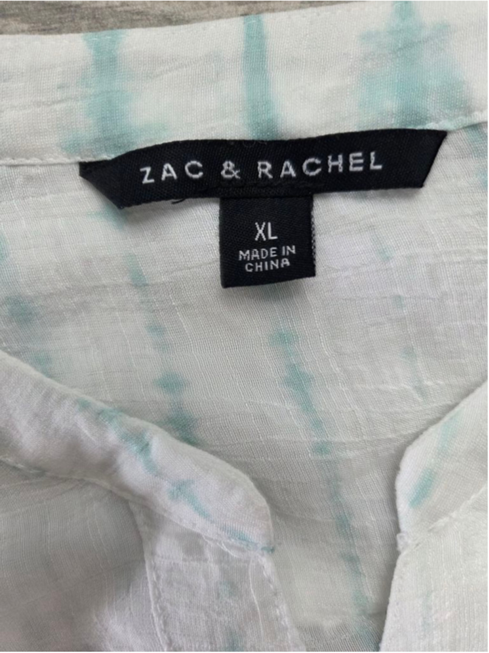 Women's Zac & Rachel Blouse XL White Light Blue Striped Tie Front - Picture 3 of 6